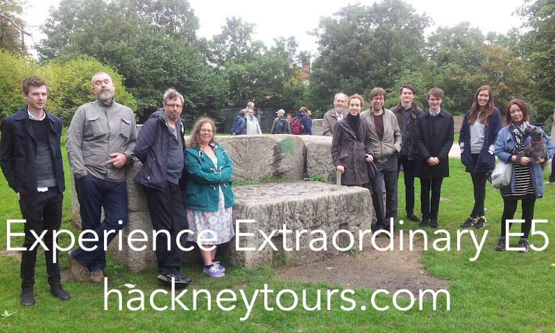 Clapton Henge Chatsworth tour group pic Hackney Tours annotated small
